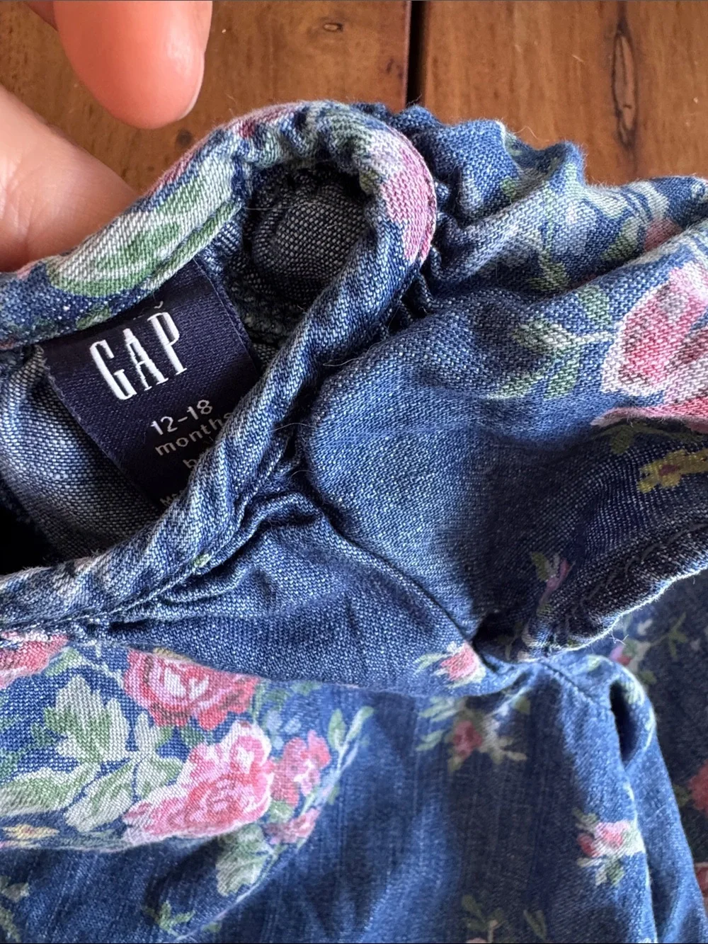 Baby Gap Denim Floral Long-Sleeve Dress